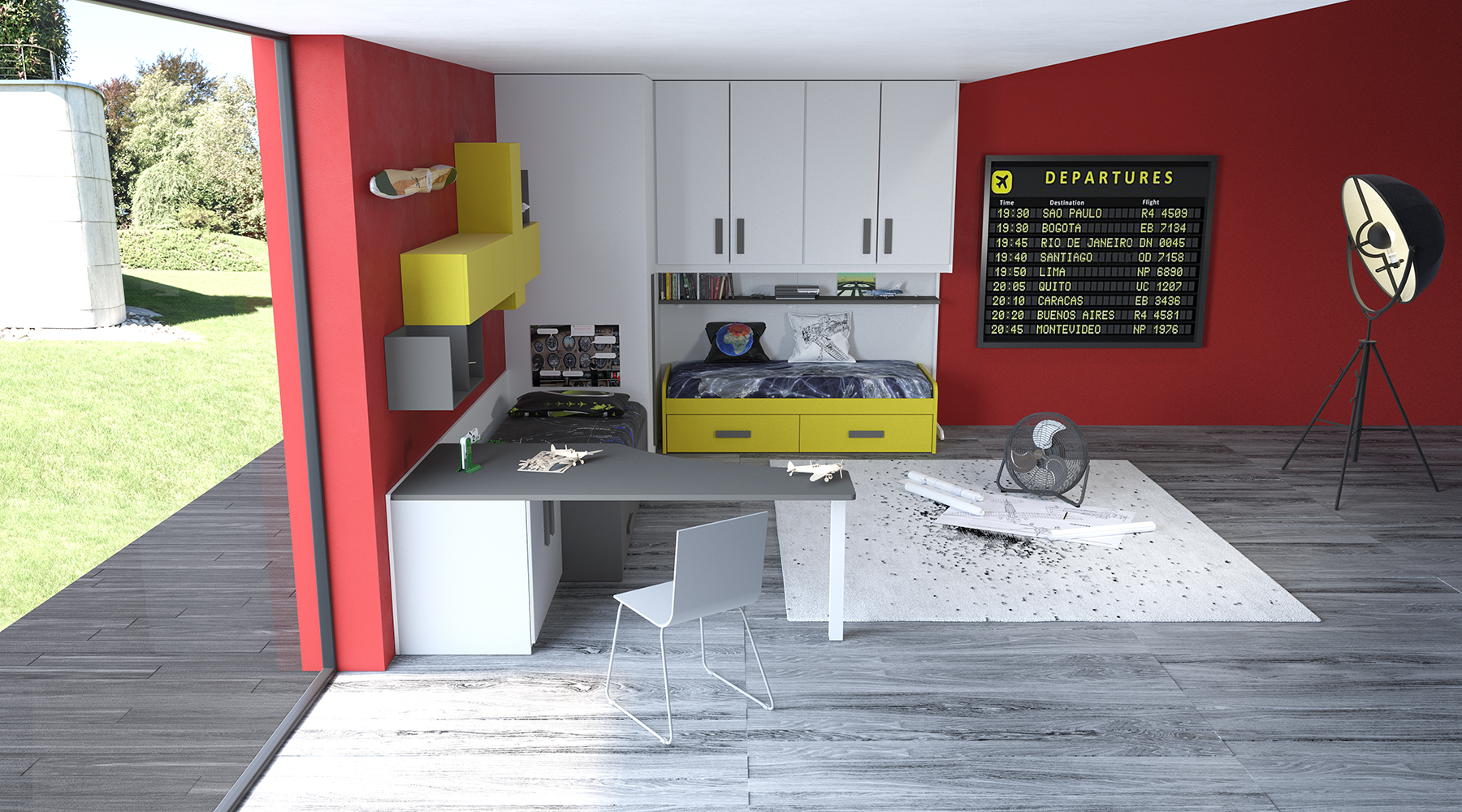 cameretta colorata, pareti rosso